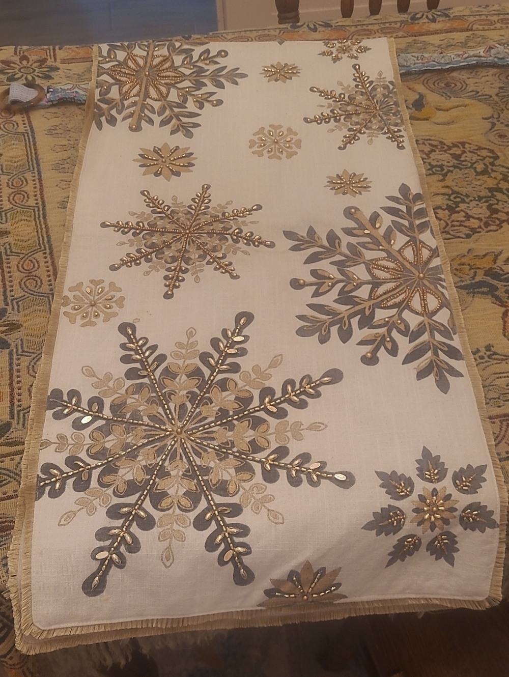 Rachel Zoe Cream and Gold Decorative Runner